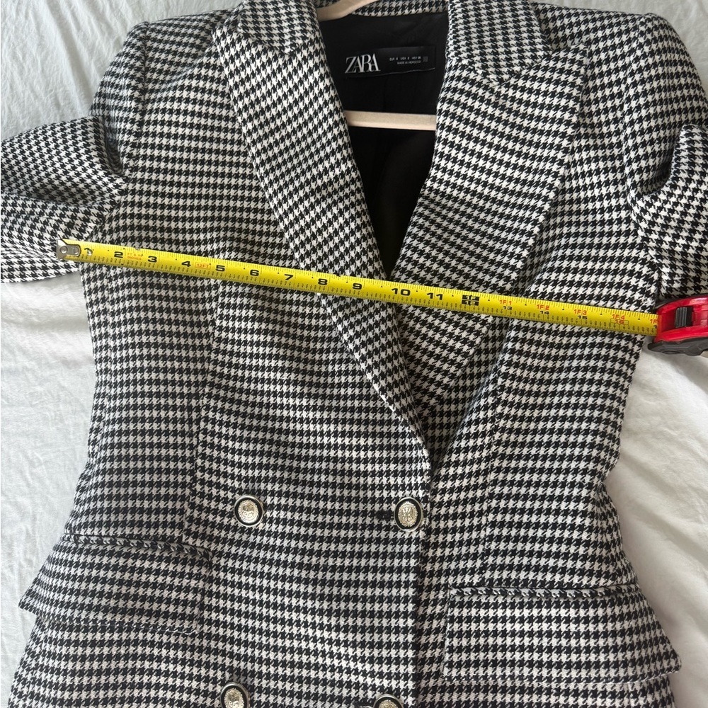 Zara Women's Black and White Houndstooth Blazer Small - Picture 4 of 8